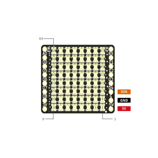 Lolin 8x8 RGB Shield pins