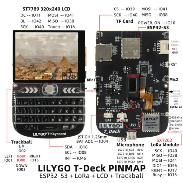 LilyGo T-Deck ESP32-S3 LoRa 868MHz Overview