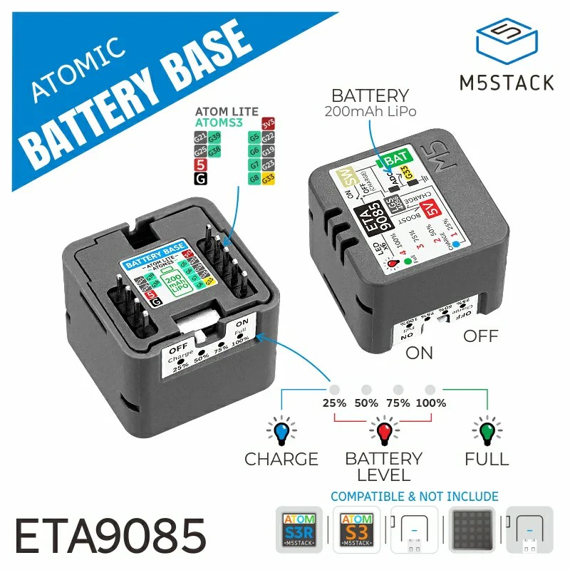 M5Stack Atomic Battery Base (200mAh) features
