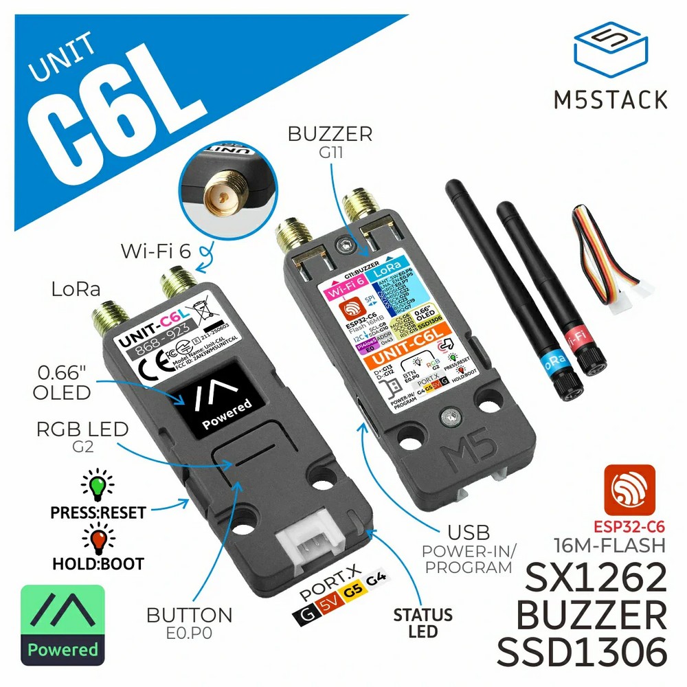 M5Stack C6L Unit for Meshtastic overview