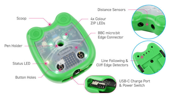 Kitronik Mai-Z the MouseBot for BBC microbit features
