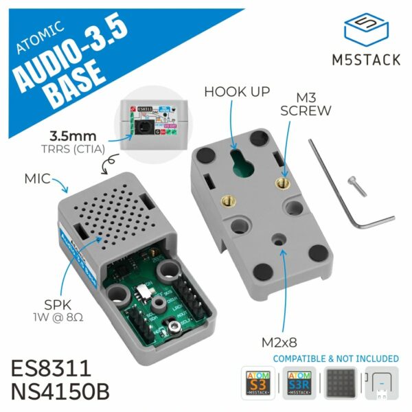 M5Stack Atomic Audio 3.5 Base features