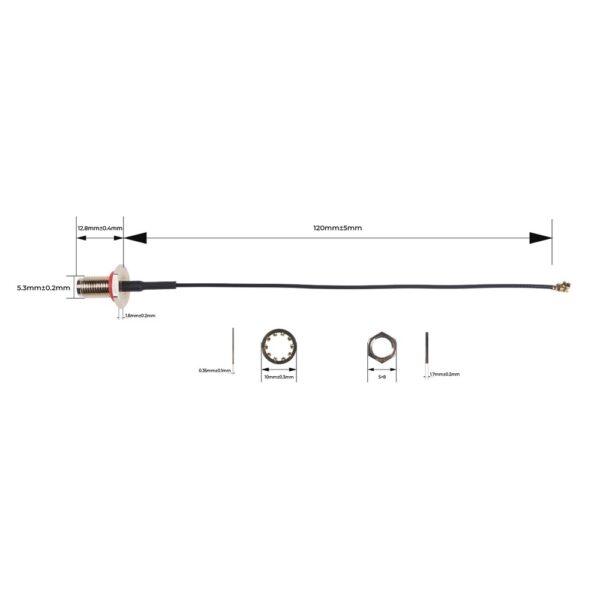 SMA to I-PEX Antenna Cable - 120mm - size