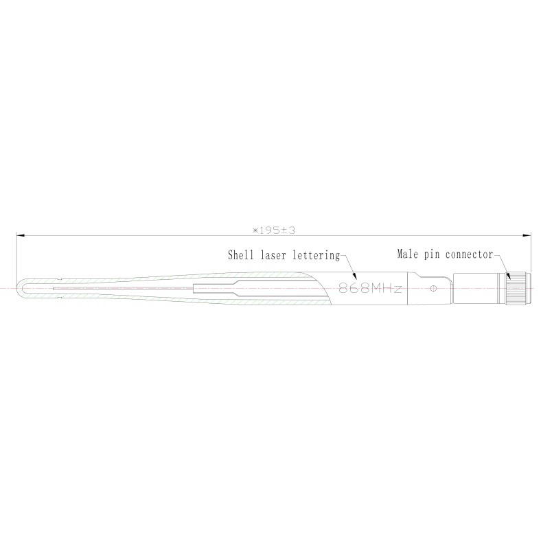 Seeed Studio 2.8dBi Long Range Antenna - SMA male - 868MHz - 195mm dimensions