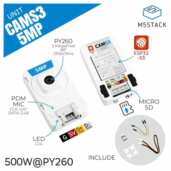 M5Stack Unit CamS3 Wi-Fi Camera 5MP overview